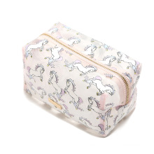 Custom Metal zipper waterproof clear pvc cosmetic bag cover cotton all over full printing custom travel makeup bag